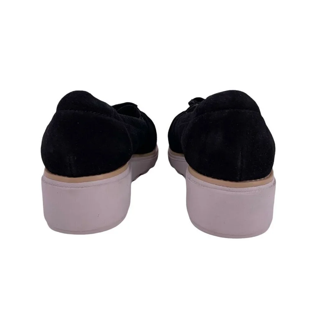 NEW Collection by CLARKS Sharon Dasher Black Suede Platform Loafers Size 6.5 M - Picture 7 of 8